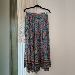 Floral Maxi Skirt - Teal Multi